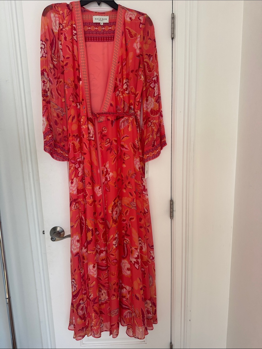 HALE BOB Floral Kimono wrap style coral lined Medium NWT - Picture 14 of 16
